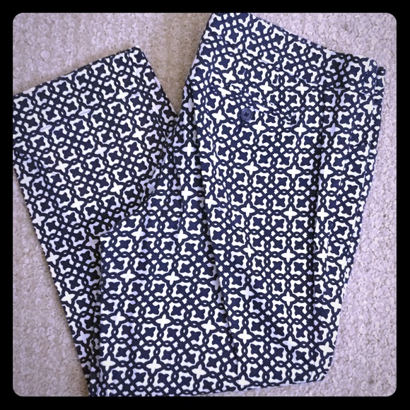 Laundry By Shelli Segal Pants - Blue and White Patterned Dress Capris, size 8
